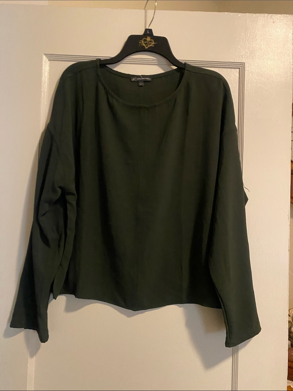Adrianna Papell Dark Green Long-Sleeve Blouse